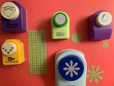 Lot 5 Craft Paper Punches Marvy Uchida Flower Corner Stars Circle Scrapbook Card