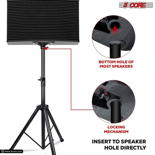 5 Core Speaker Stand Adjustable Heavy Duty PA DJ Tripod Studio Monitor Stands - Picture 4 of 12