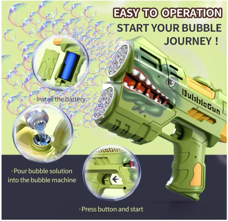 Paquete de 2 Pistolas de Burbujas para Niños, Luz LED Recargable Burbujas Máquina Sopladora Foto 3 de 4