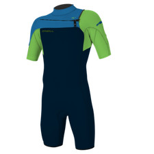 2023 O'NEILL HAMMER 2MM CHEST ZIP MENS SHORTY WETSUIT ABYSS DAYGLOW OCEAN