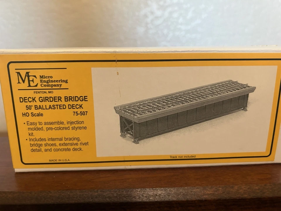 BALLASTED 50ft DECK GIRDER BRIDGE - SINGLE - HO Scale - PLASTIC KIT 75507 - NEW - Image 3 of 4
