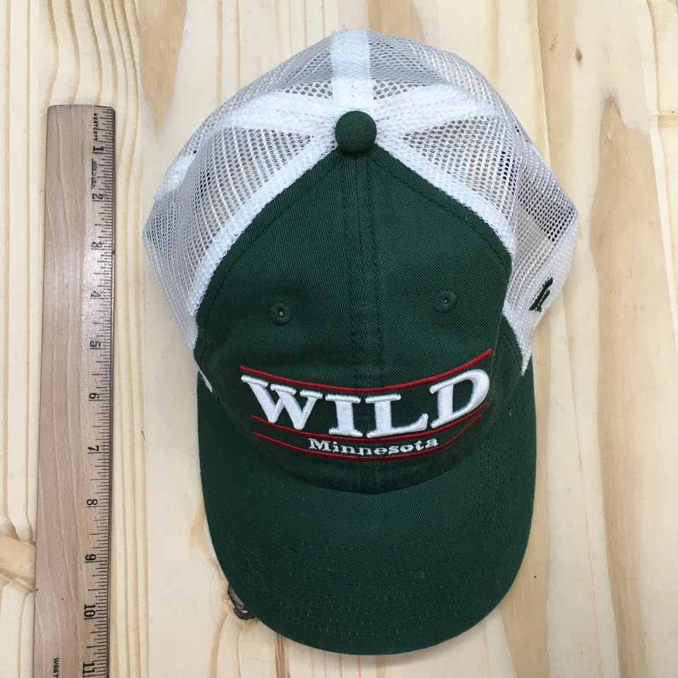 明尼苏达野生卡车司机帽子男式绿色操作系统可调节弧形边缘网眼狂热分子 — 第 3/4 张图片