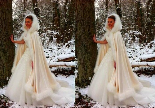 Bridal Winter Wedding Cloak Cape Hooded 