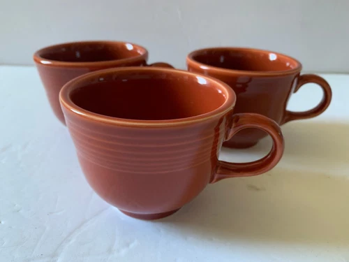 3 Fiestaware Fiesta Ware Homer Laughlin Claret Small Coffee Mugs Tea Cups