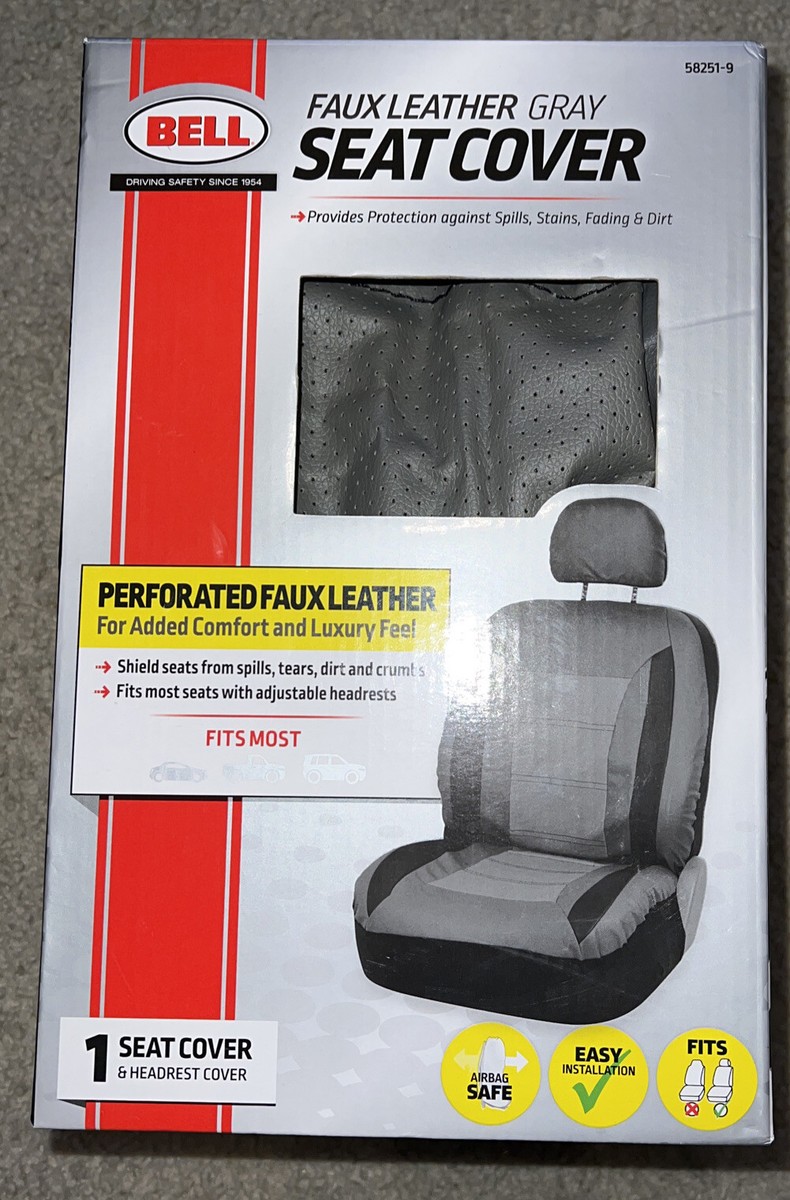 Bell Faux Leather Seat Cover Universal With Headrest Cover Gray