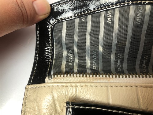 M722 Mimco clutch - Purse Cream Black Leather In Good Condition - Bild 5 von 8