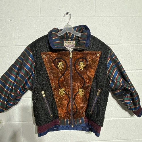 Vintage Womens Puffy Jacket 80s 90s Medium Nylon Gold Unicorn Retro Y2K OG - Picture 18 of 23