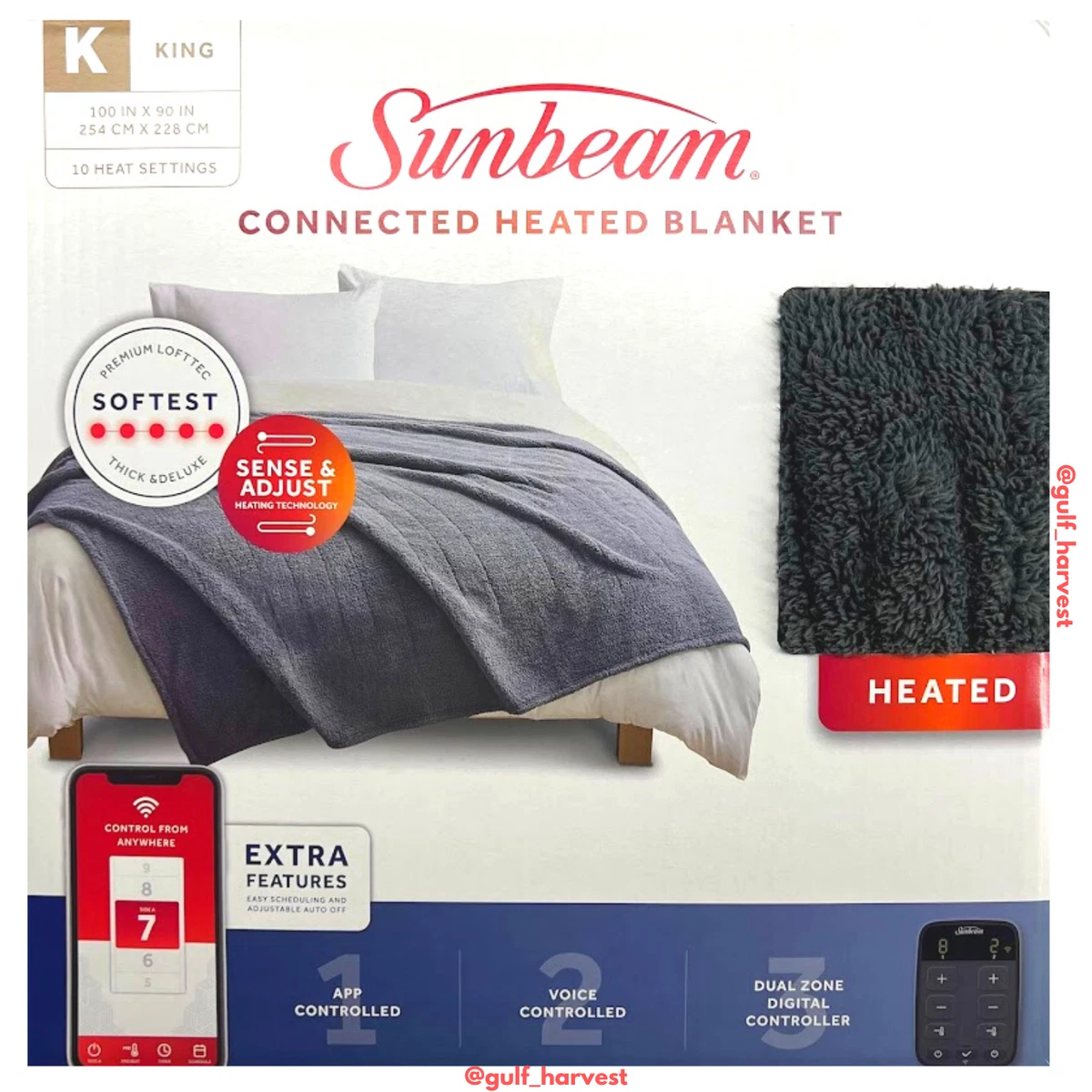 Sunbeam Connected WiFi Smart Heated Blanket Slate Gray, King Size -  NEW/SEALED | eBay