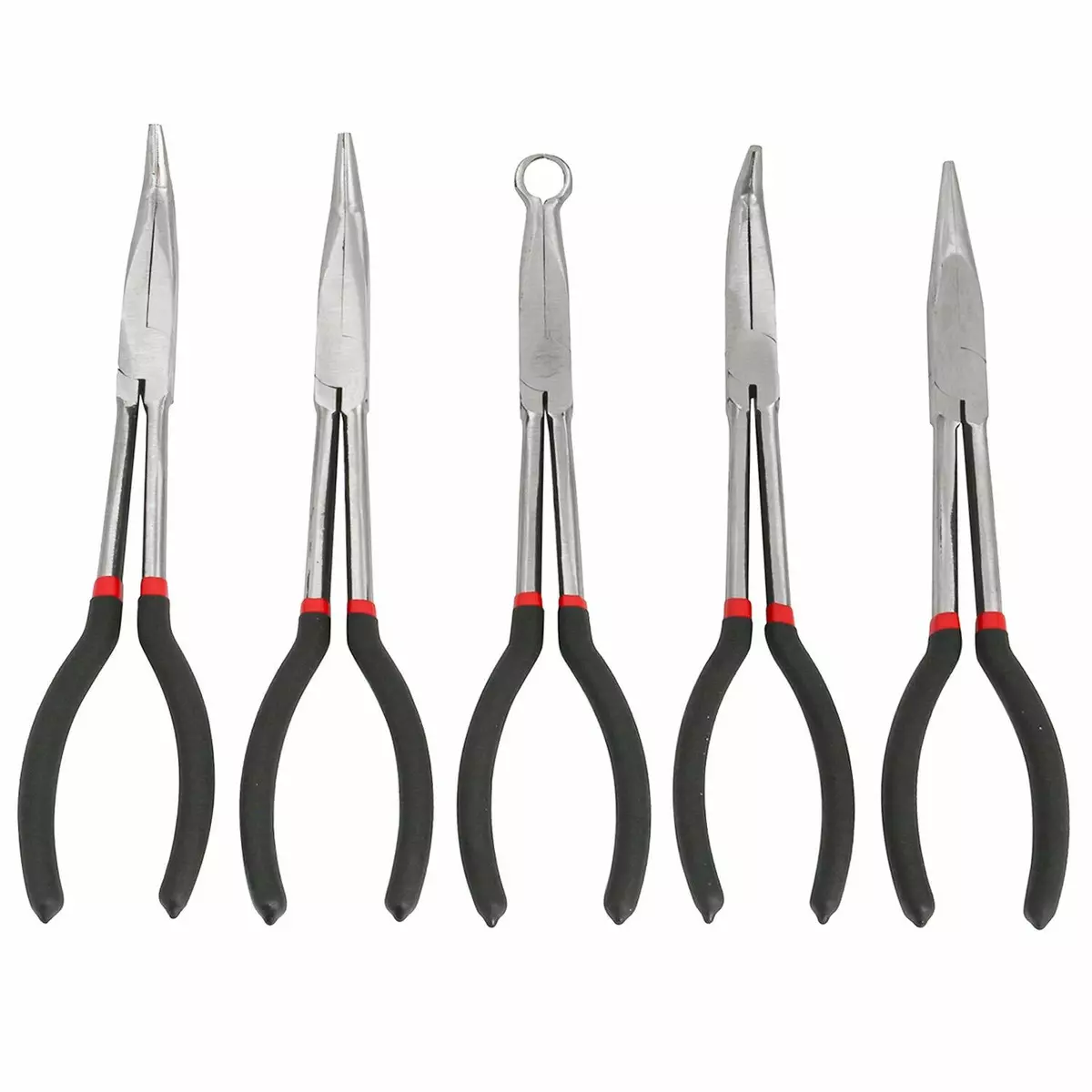 Long Needle Nose Pliers Set 11-inch Plier 5PCS Nipper Bent Nose