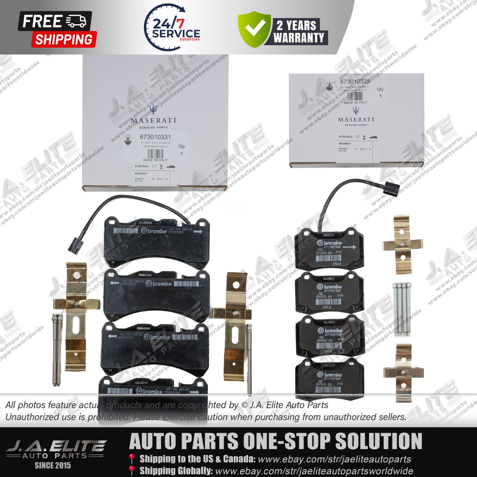 Genuine Front Rear Brake Pads for Maserati Ghibli Quattroporte, 6 & 4 Piston