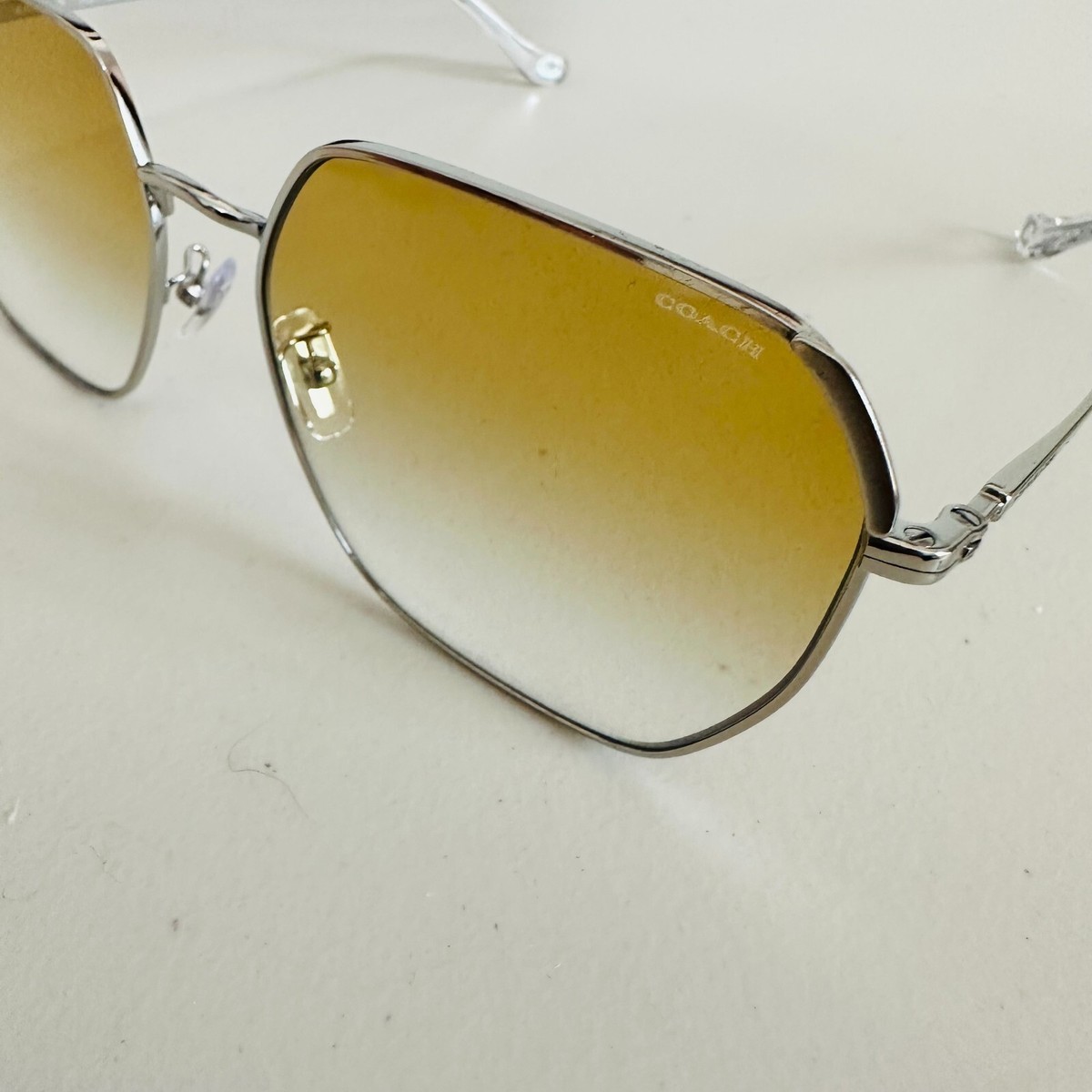 NEW COACH SHINY SILVER YELLOW CLEA GRADIENT LENS SUNGLASSES 