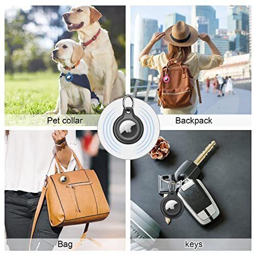 2 Pack Waterproof Airtag Holder,Hard PC+TPU Protective Case with Loop Key Ring - Bild 3 von 6