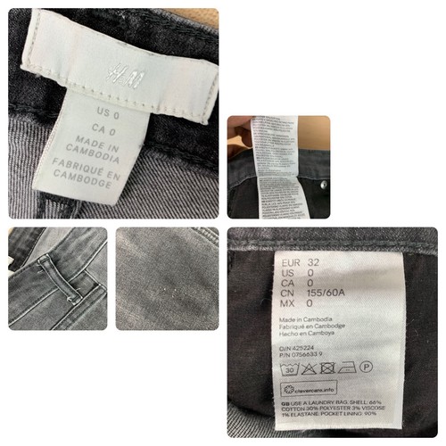 H&M Womens Denim Shorts 0 Crop Gray Wash Jean Rise Stretch Cut Off Booty 24x2 - Picture 5 of 11