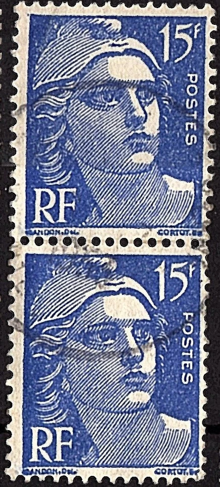 5 paires timbres oblitérés 1945 Marianne de Gandon n° 713 + 719 + 812 voir scans - Photo 4/4