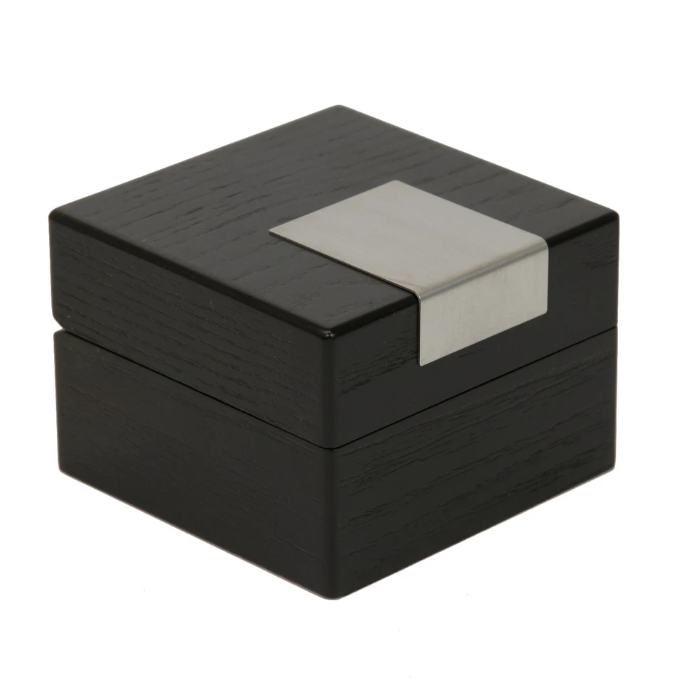 Single Watch Box 1 Extra Large Watch Black Wood Finish with Engravable plate - Image 2 of 4