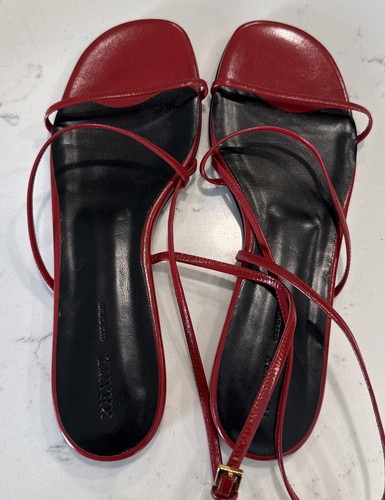 Khaite Loop Flat Sandal In Red Leather 38 USED NICE