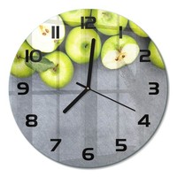 Edle Runde Wanduhr Aus GehäRtetem Glas GrüNe ÄPfel Schwarze Zeiger Fi30 Cm