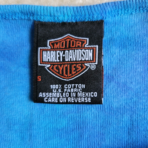 Harley Davidson Las Vegas Nevada S Women Juniors Blue Tie Dye T-Shirt Long Slv - Picture 17 of 17