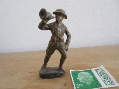 VINTAGE ELASTOLIN WW1 BRITISH SOLDAT BUGLER COMPOSITE FIGUR 70MM