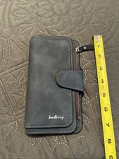 Blue Gray Wallet **EXCELLENT** Roomy Soft