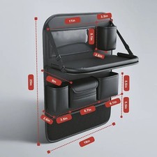 Car Seat Storage Bag Auto Back Seat Back Organizer With Foldable Table Tray PU L