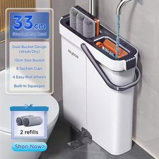 Mocio Autopulente 2in1 con Secchio Doppio – Lava e Asciuga, Salvaspazio Ventose