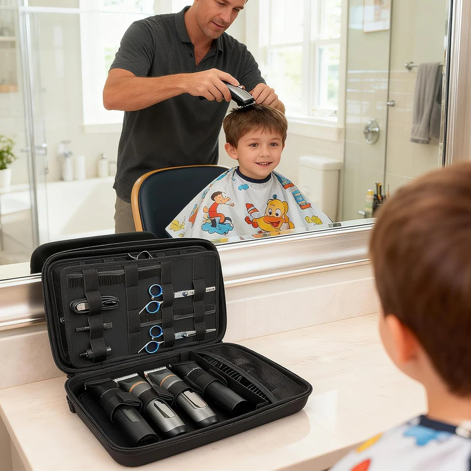 Bolsa de barbeiro de viagem dura estojo de barbeiro para cortadores de cabelo com ombro ajustável St - Imagem 2 de 4
