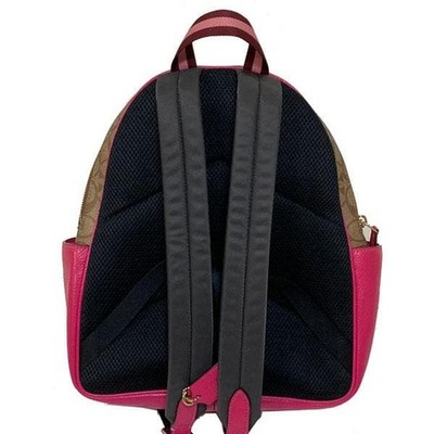 COACH C8522 Pink Logo Backpack Brown Pink Leather School Bag