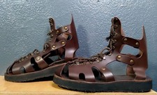 Army navy French surplus Brown Leather Gladiator Sandals Lace Up Size 9