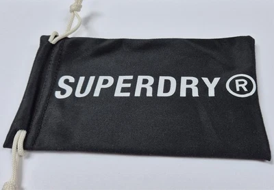 Superdry Brillen-Sonnenbrillenetui mit Kordelzug schwarz seidiges Etui Markenetui