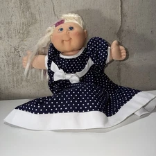 cabbage patch Kids Blonde Girl Doll Polka Dot Dress 14”, Vintage Style Soft Body