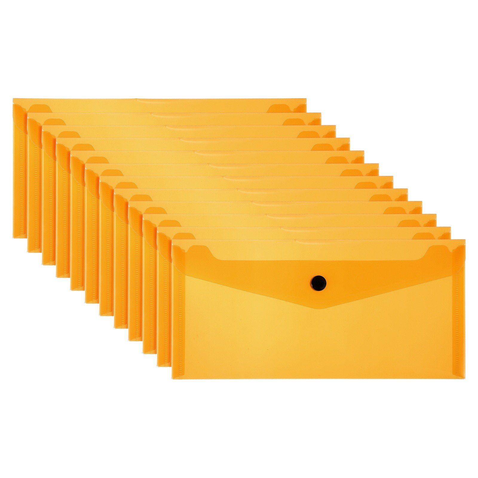 12 Pack A6 Plastic Expanding File Folders with Snap Closure, Orange