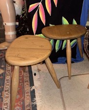 2 X Ercol Small Pebble Mid Century Coffee/Side Tables In Good Solid Condition