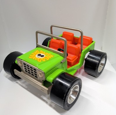 Vintage Buddy L Beach Buggy Jeep Green Orange Interior 6 Inch Toy Truck