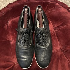 Capezio Tele Tone Tap Dance Shoes Black Leather Lace Up Size 8-9 unmarked