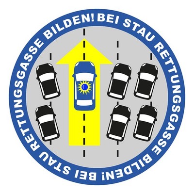 2er Set Aufkleber ''Bei Stau Rettungsgasse bilden'' Blau Sticker Fahrzeug KFZ R099