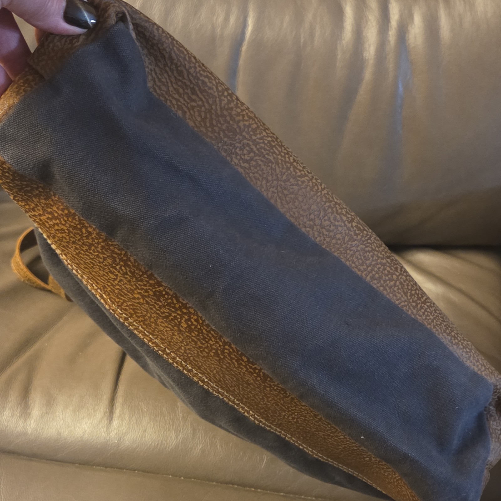 Myra Brown Blue Beige Patchwork Tote Shoulder Str… - image 6