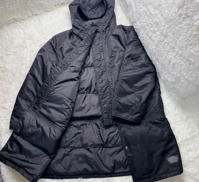 GU × UNDERCOVER JUN TAKAHASHI Hooded 2Way Long Coat Black Nylon
