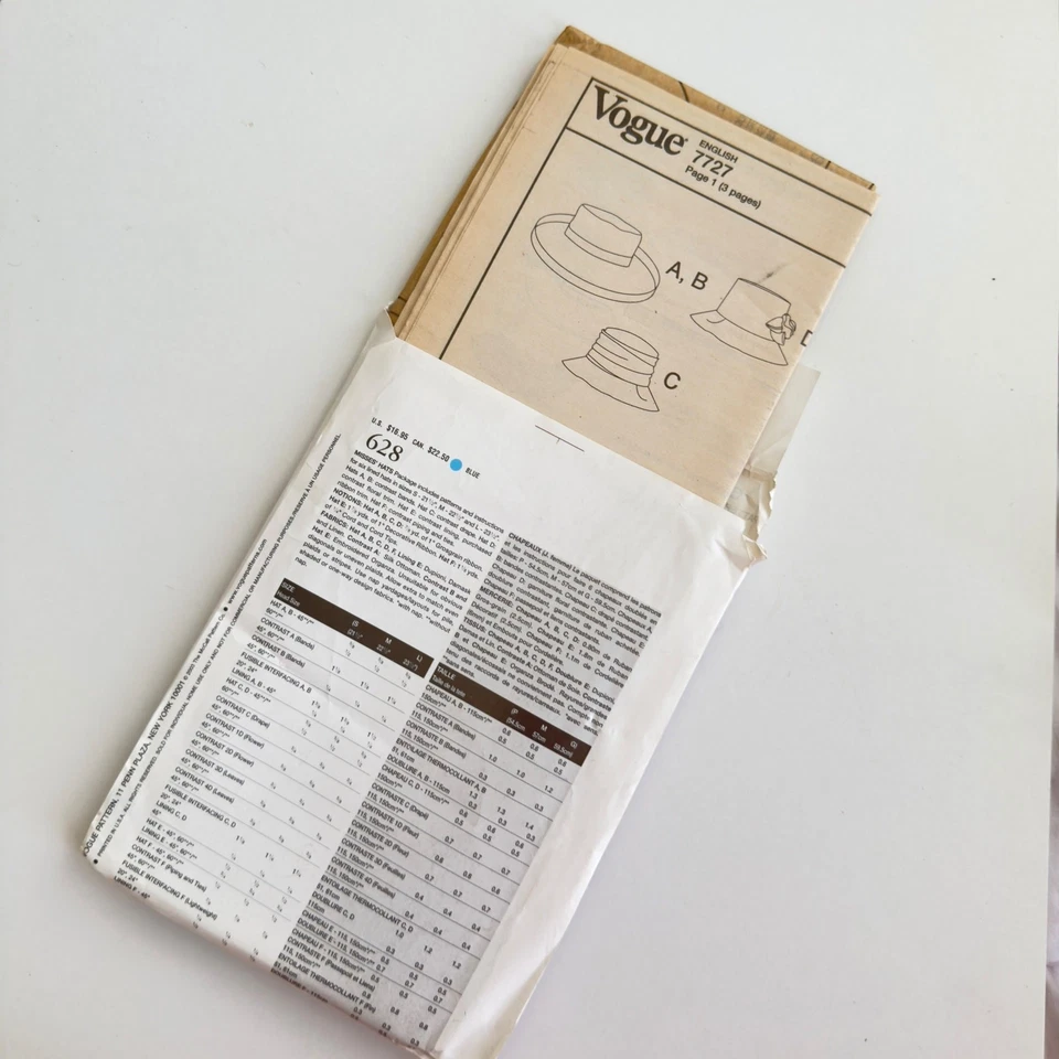 Set of 2 Uncut Vogue Accessories Hats Patterns 628 & 8771 Lola Vintage 90s - Image 3 of 4