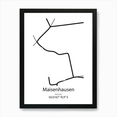 Maisenhausen,Deutschland Minimalistische Karte Gerahmt Wandbild Poster Leinwanddruck Bild