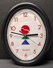 Vintage 90s Geometric Shapes Oval Wall Clock ...
