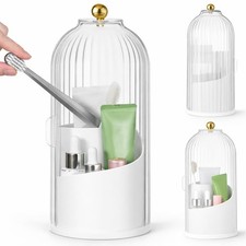Covered Toothbrush Holder, Rotating Toothbrush Holder 3 Slots Sliding Lid Too...