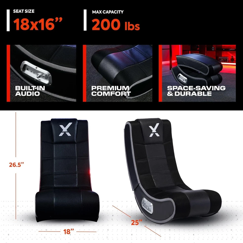X Rocker SE 2.1 Piso - Bluetooth Juegos 25.2 x 18.4 x 26.5", Negro Foto 2 de 4