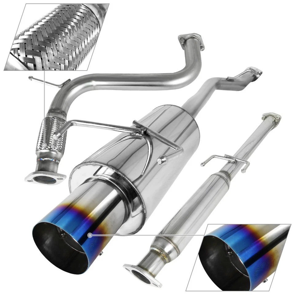 Catback Exhaust Fits 1994-1997 Honda Accord Muffler System w/ 4" Burnt Tip 94-97 — 第 3/4 张图片