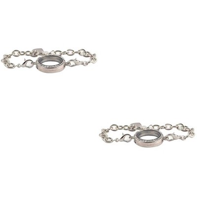  2 stücke Magnetische Kristall Living Memory Medaillon Armband Für Floating