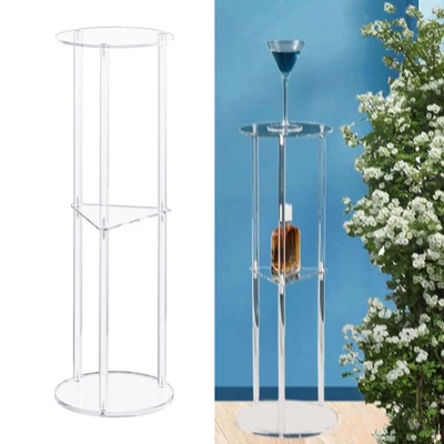 Clear Acrylic Side Table Acrylic Bedside Table Round Modern Furniture NightStand - image 1 of 4