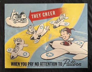 Original WWII Poster They Cheer Air Traffic & Safety  Hitler Mussolini Tojo Axis