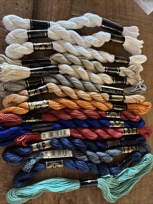 Needlepoint/Embroidery THREAD 14 DMC 3  & 1 Anchor Pearl cotton Assorted
