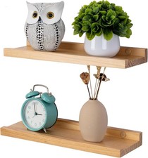 Floating Shelves, Set of 2 Solid Wood Rustic Picture Ledge Shelves Wall mounted
