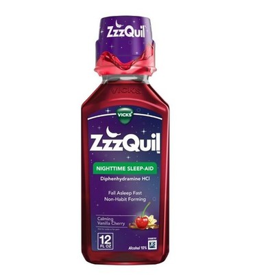 Vicks ZzzQuil Nighttime Sleep Aid Liquid 50mg Diphenhydramine Hcl Vanilla Cherry